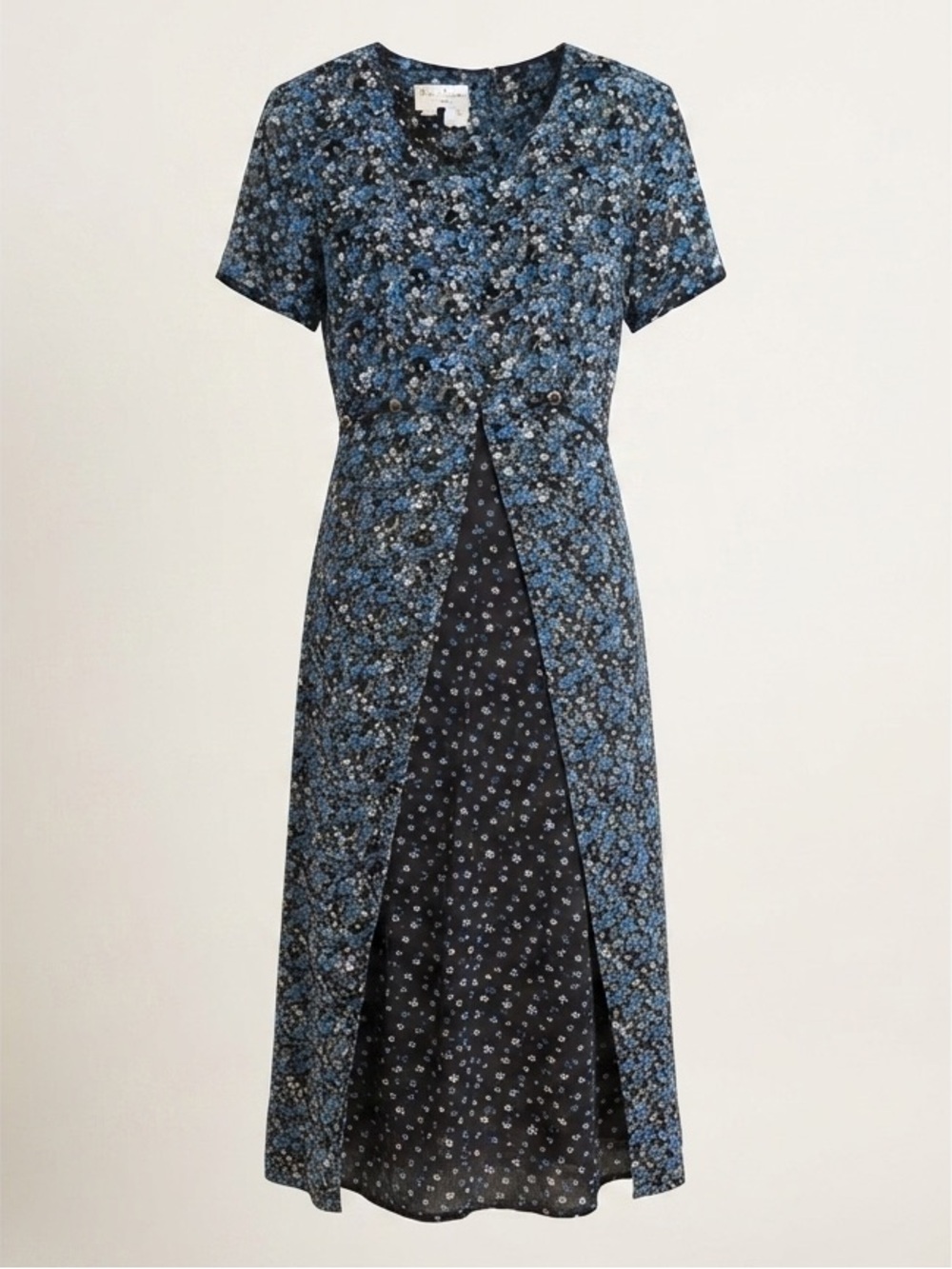 Vintage Floral Multi Pattern Midi Dress